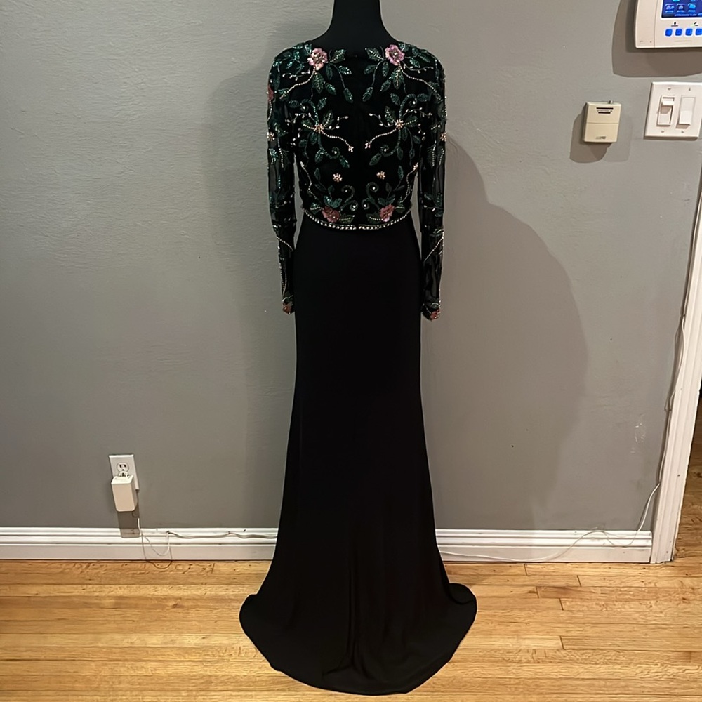 MAC DUGGAL Beaded Illusion High Neck Jersey Skirt Trumpet Gown NWT - Picture 8 of 17